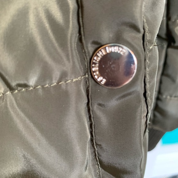 Green Long Fall Winter Puffer Jacket Quilted size 14 - Picture 3 of 16